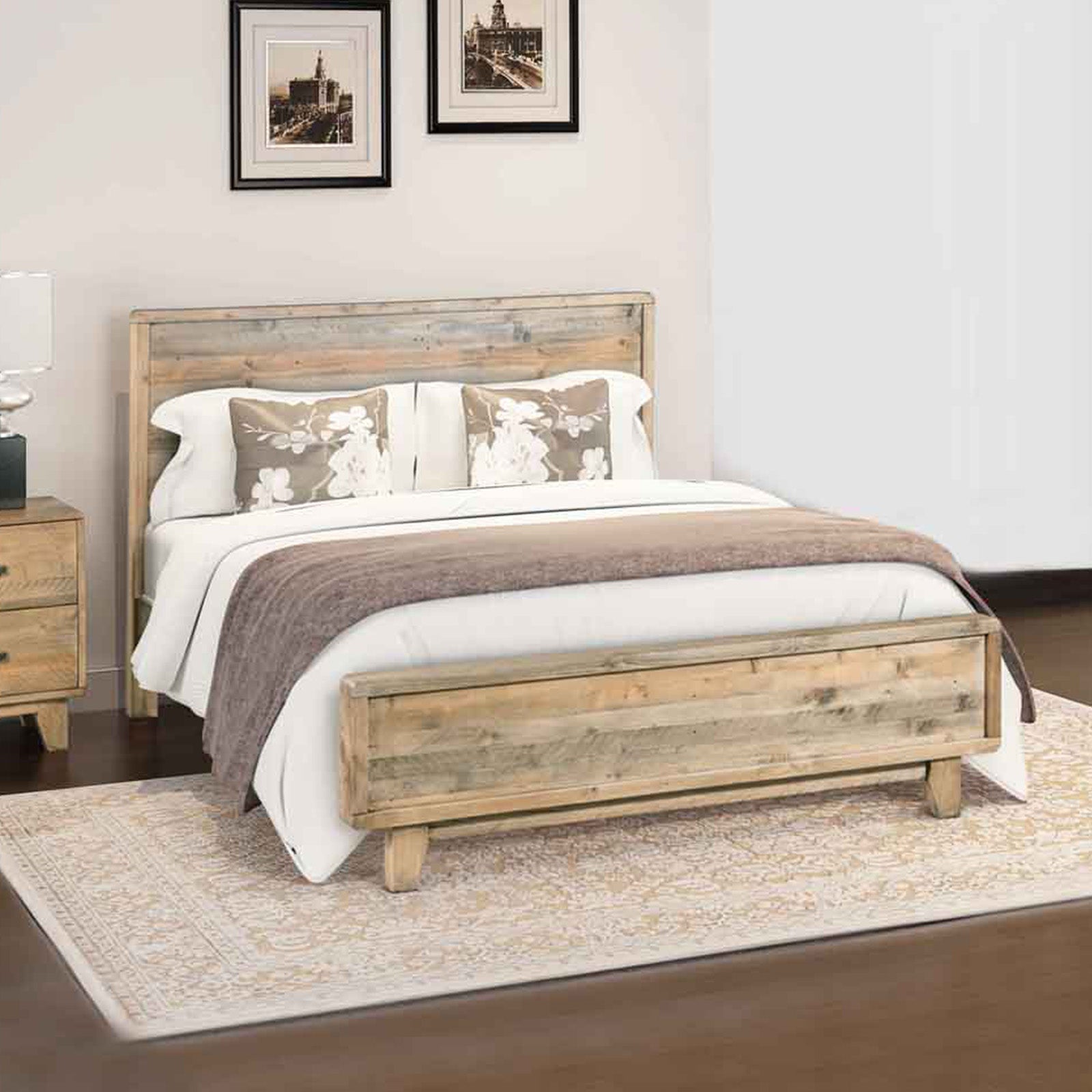 Wooldland King Size Wooden Bed Frame - Light Brown - Furniture > Bedroom - Bedzy Australia